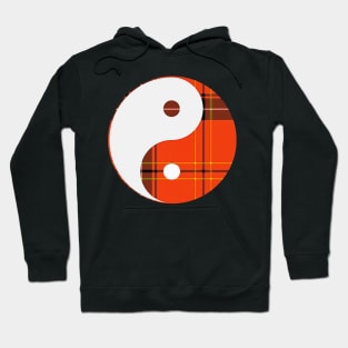 Red Plaid and White Yin Yang Symbol Hoodie